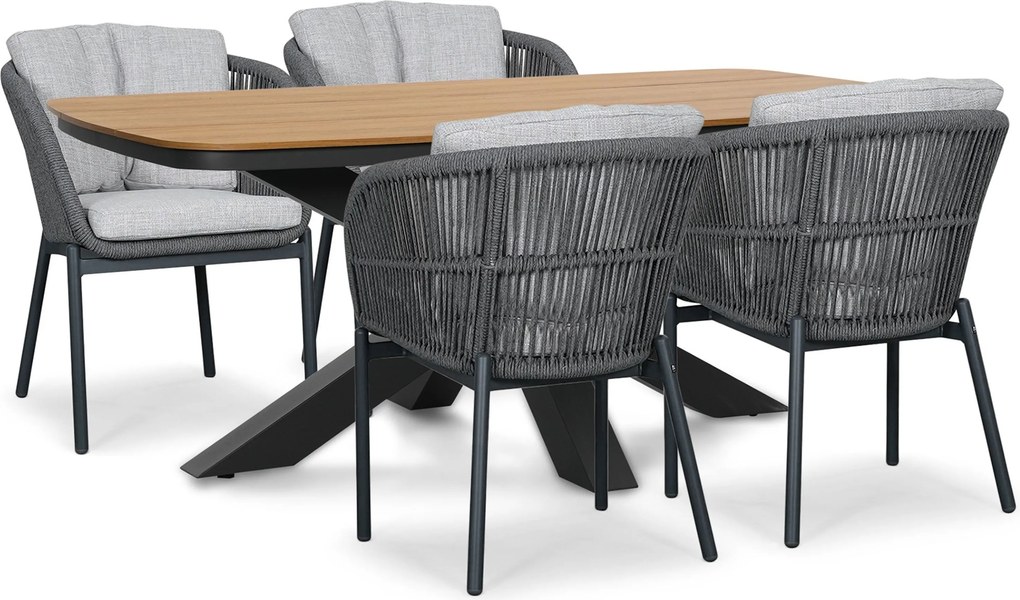 Tuinset 4 personen 180 cm Rope Grijs Lifestyle Garden Furniture Monaco/Camila