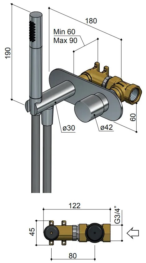 Hotbath Buddy/Laddy Inbouw Stopkraan Geborsteld Nikkel B070