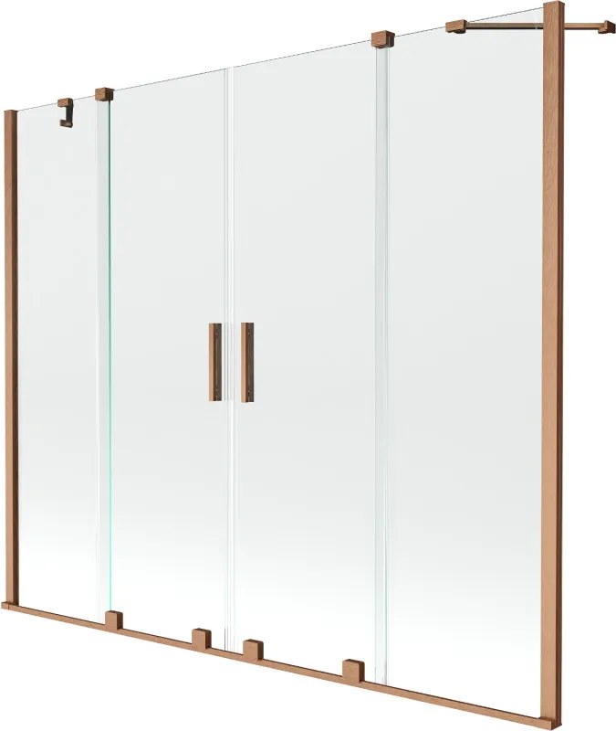 Mexen Velar Duo badwand met 2-delige schuifdeur 200 x 150 cm, transparant, geborsteld koper - 896-200-000-02-65