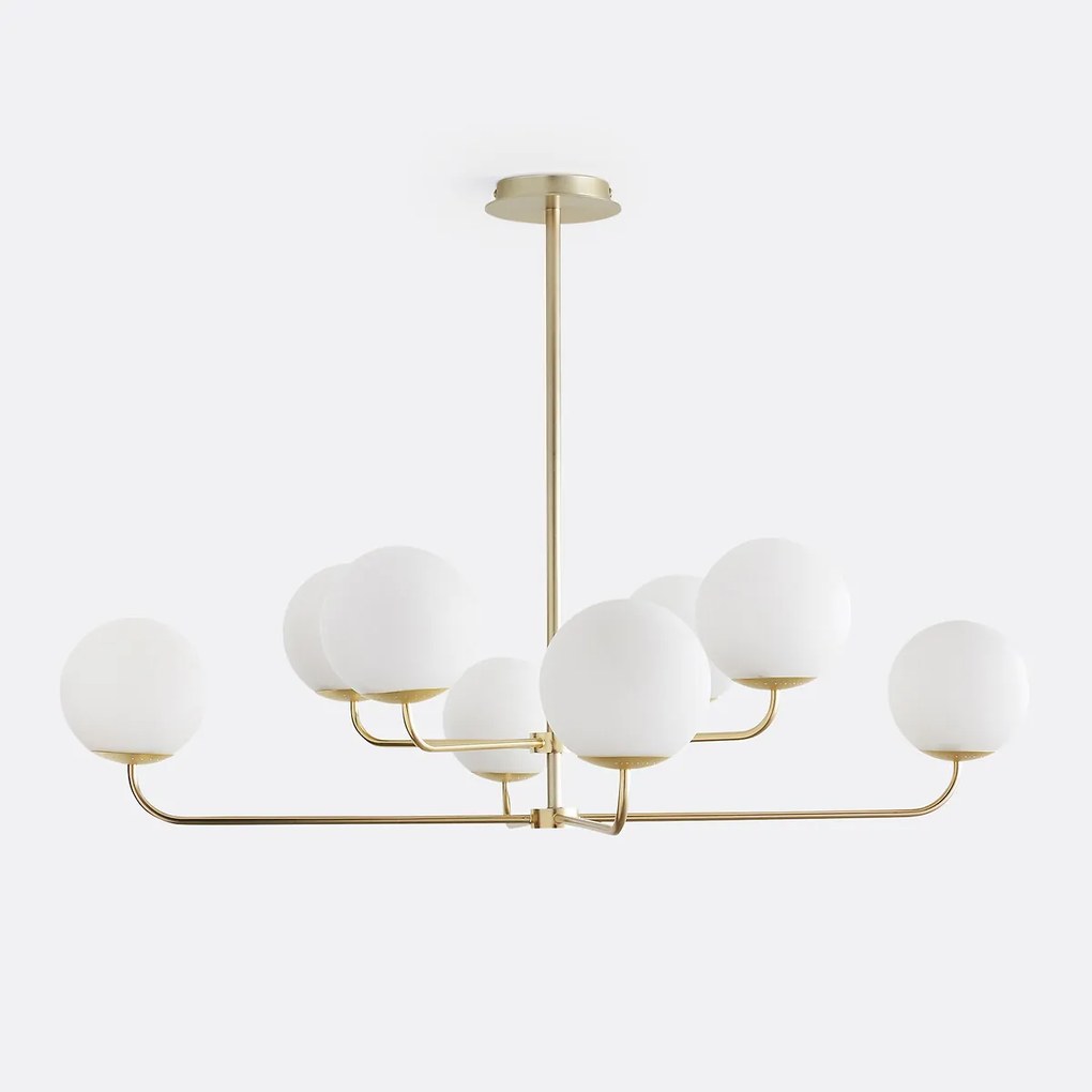 Hanglamp in messing en opaline glas, Moricio