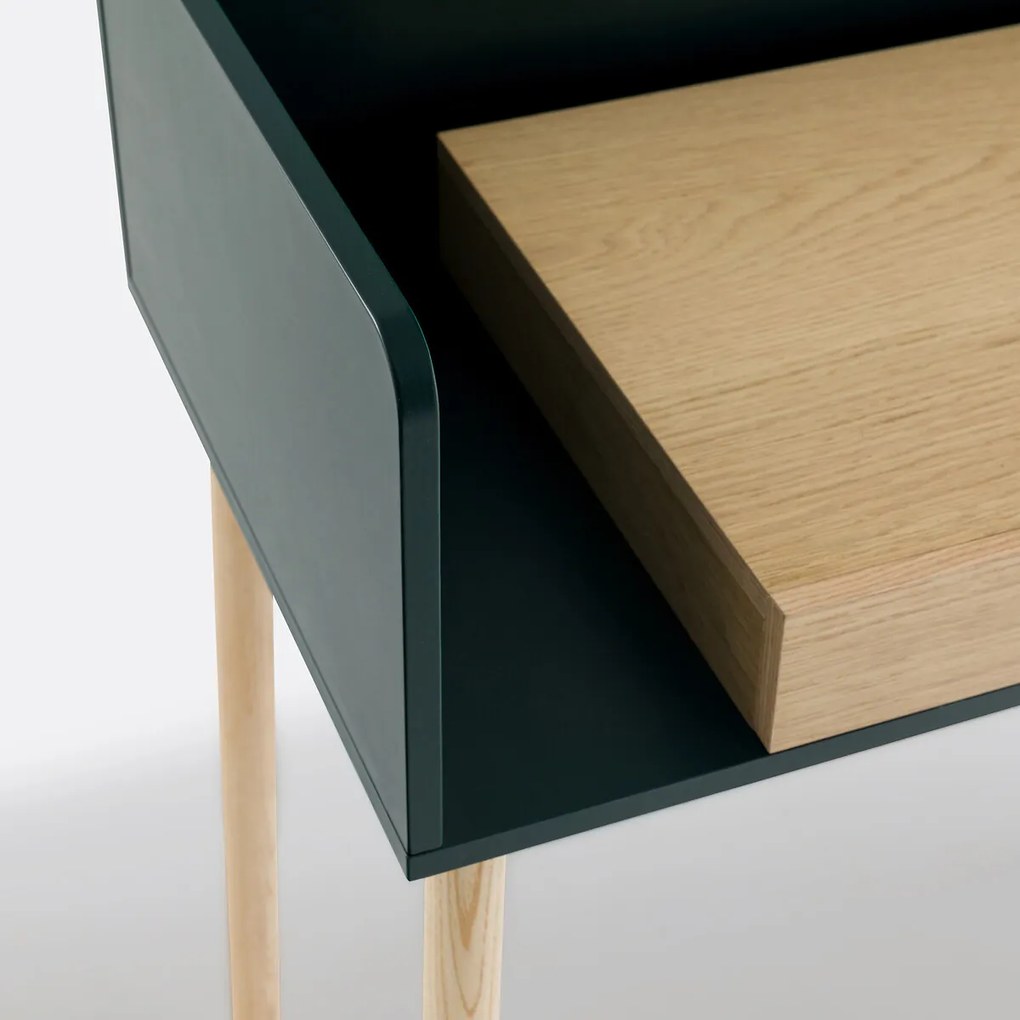 Bureau met 1 lade, eikenfineer, GRAPHY