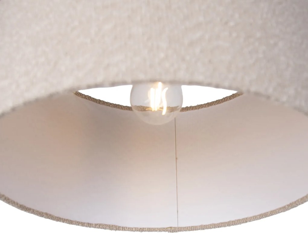 Hanglamp zwart met beige teddy stof 35cm 3-lichts - Cava