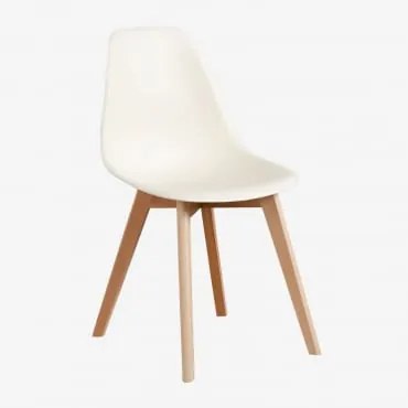 Set Van 4 Eetkamerstoelen In Polypropyleen En Beukenhout Scand Nordic Beige – Crème - Sklum