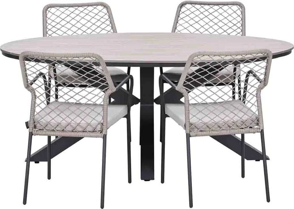 Garden Impressions Ross tuinset sand 5-delig - Tulli tuintafel 180x115 cm