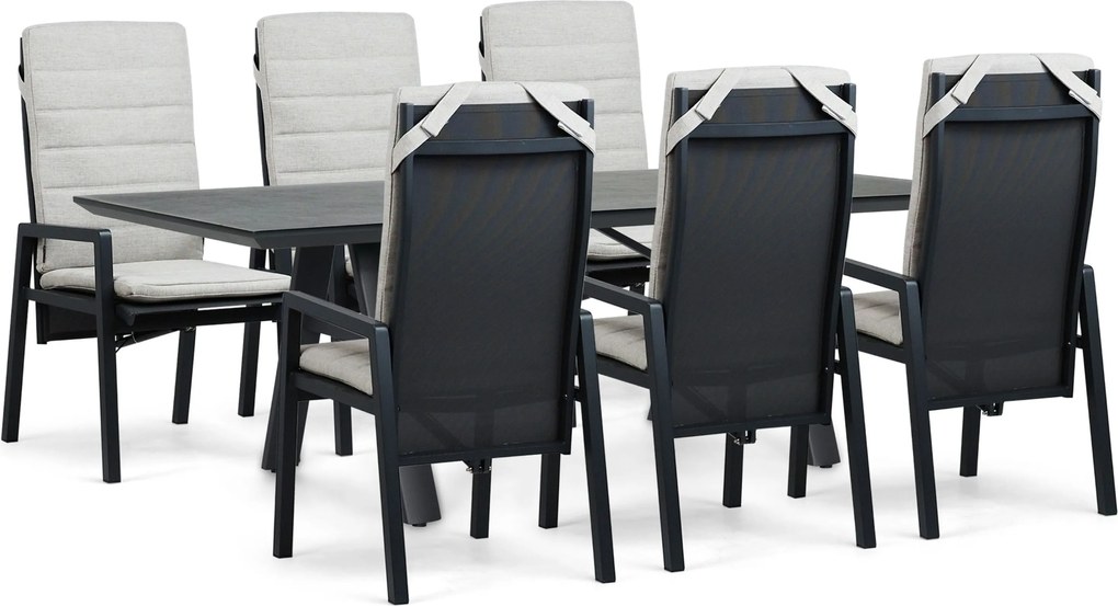 Tuinset 6 personen 230 cm Aluminium Grijs Lifestyle Garden Furniture Vivaro/Monza