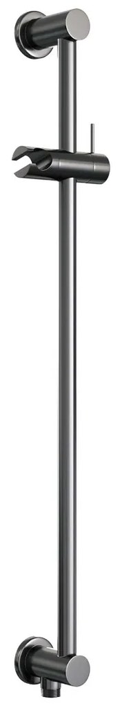 Brauer Gunmetal Edition thermostatische inbouw regendouche met 3 standen handdouche, gebogen muurarm, glijstang en hoofddouche 30cm set 70 gunmetal geborsteld PVD