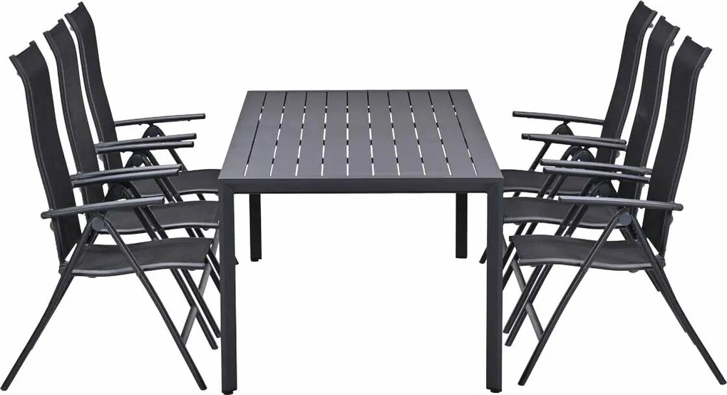 Garden Impressions Santos tuinset 7-delig - Kasper tuintafel 220x93 cm donker grijs