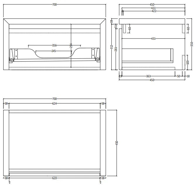 SaniGoods Alvares badmeubel 70cm eiken ashgrey met zwarte waskom