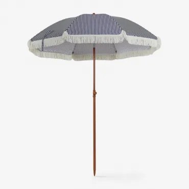 Parasol Ø175 Cm Van Stof En Staal Miska Wit - Marineblauw - Sklum