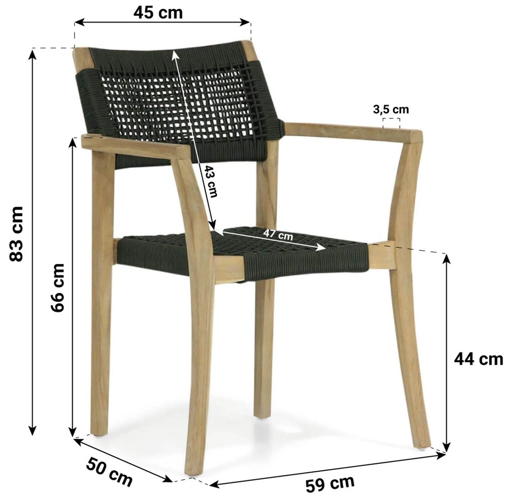 Tuinset 6 personen 240 cm Rope Groen Lifestyle Garden Furniture Dallas/Boston