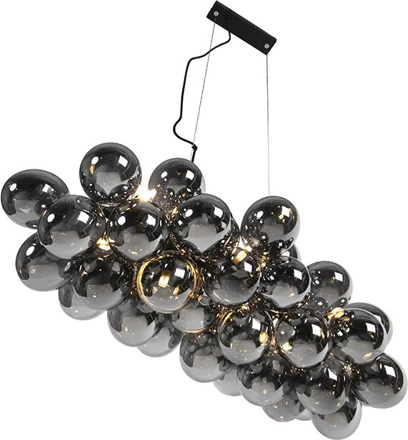 Smart hanglamp zwart met smoke glas 8-lichts incl. Zigbee G9 - Uvas
