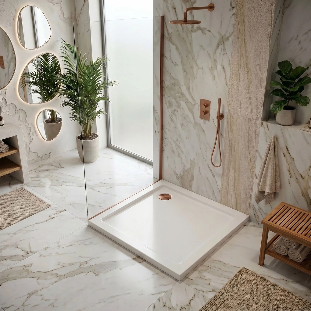 Douchebak Rea Belmond White 80x80 Brush Copper