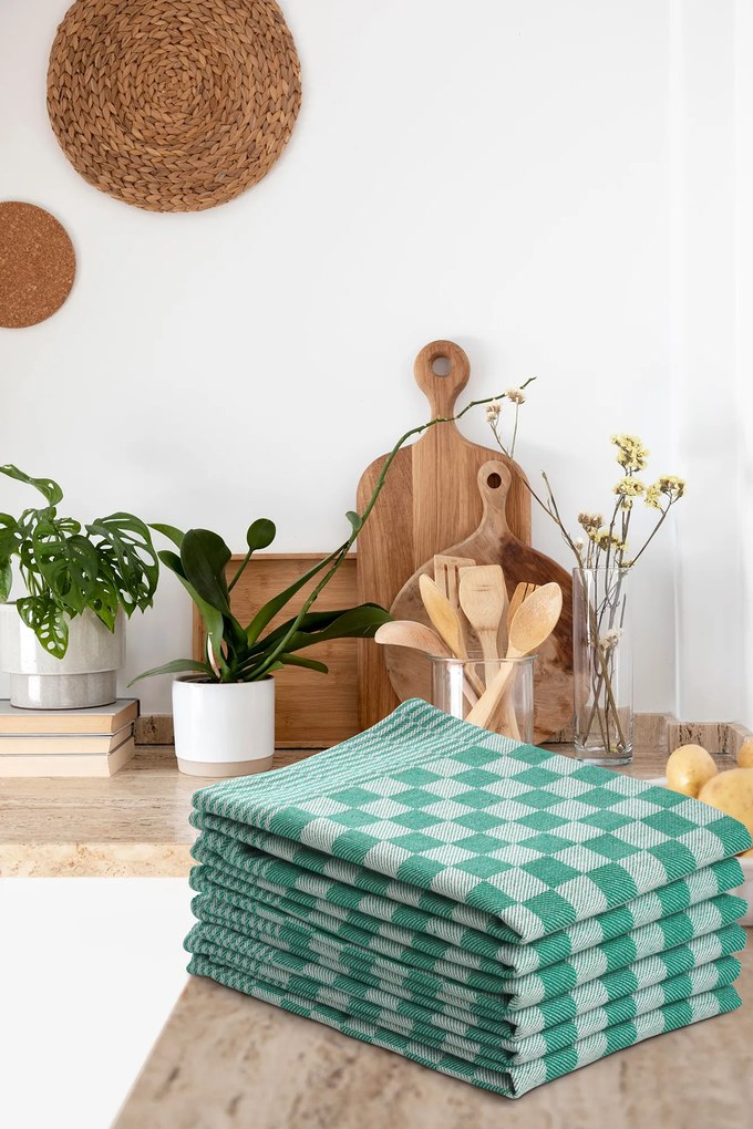 Theedoek ruit – 6 stuks – 50×70 – groen