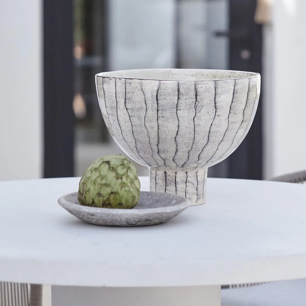 Keramische schaal op voet, gestreept, Sorilis