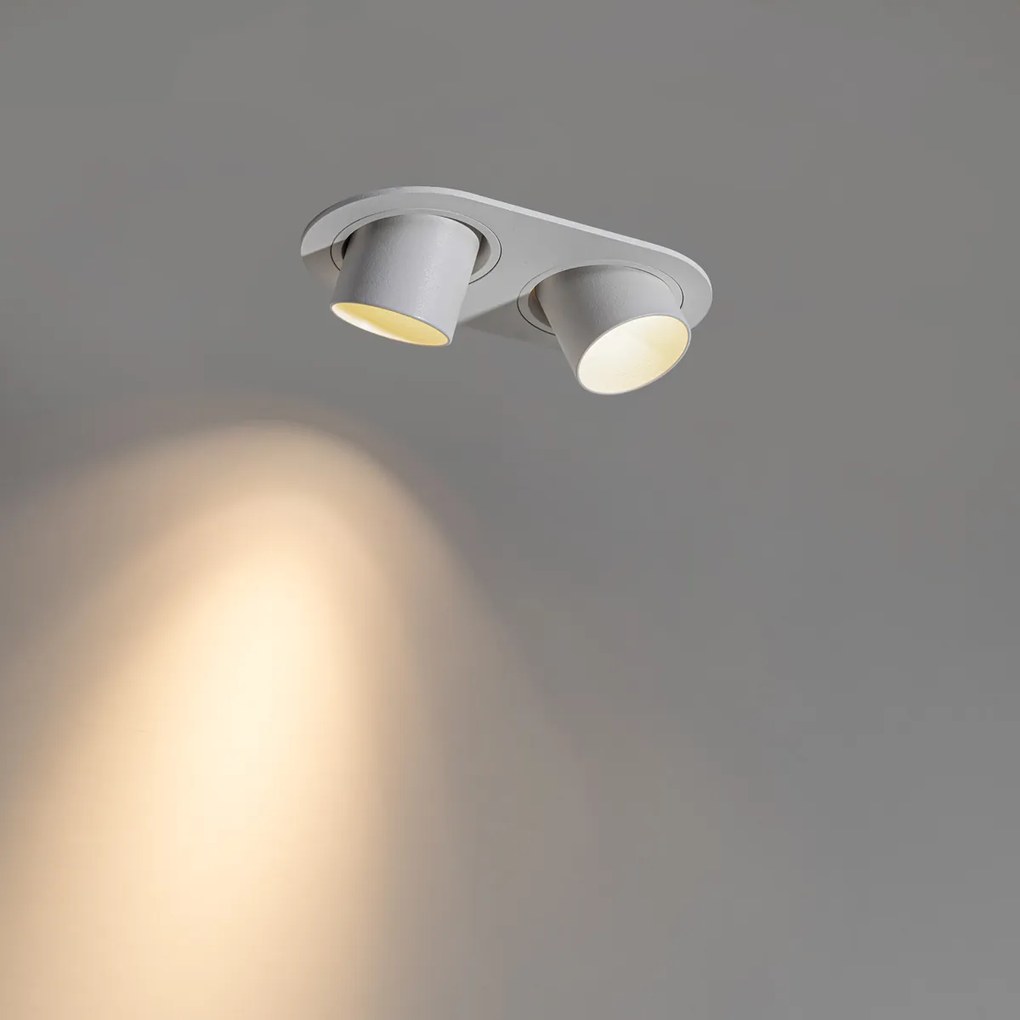Afgeronde inbouwspot wit GU10 35mm kantelbaar 2-lichts - Installa