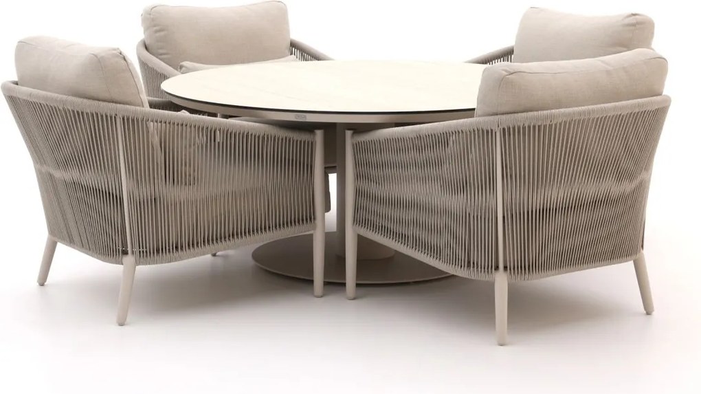 Diningset Bellagio  | 4 personen | Tuinset travertin | 5-delig | Kees Smit Tuinmeubelen