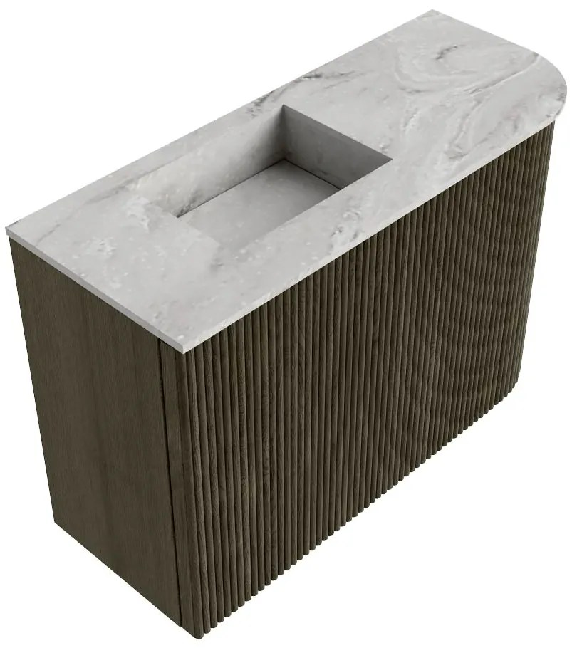 Mondiaz Joya DLux 60cm toiletmeubel ronding rechts shadow met wastafel faye links 1 kraangat glace