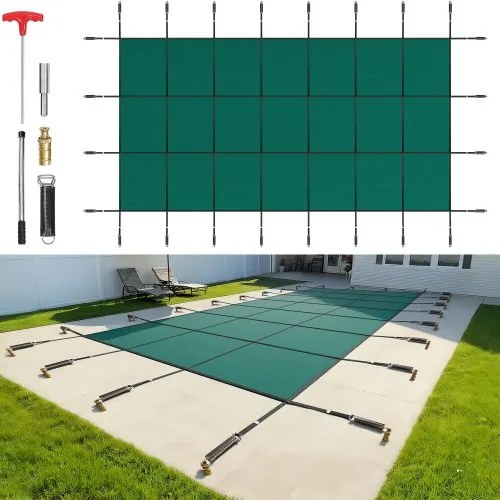 VEVOR Rechthoekige Zwembadhoes 4,87X9,75M Groen Winter Buiten Geschikt voor alle soorten zwembaden, zoals thuis, in de tuin, in hotels en in de techniek, ter bescherming van uw zwembad.