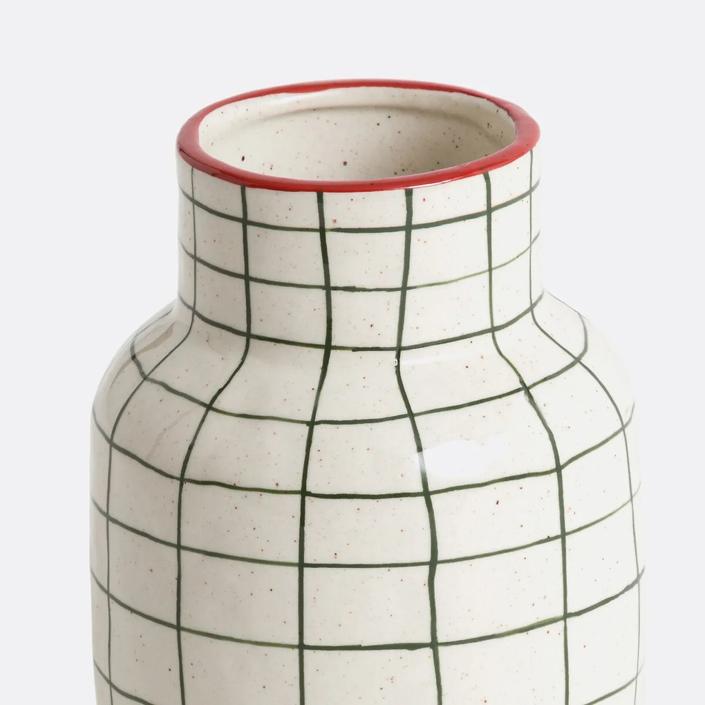 Vaas in keramiek met ruiten H14,4 cm, Neios