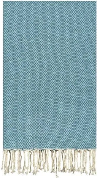 Lantara - Plaid Of Grand Foulard Petrol Katoen Ingeweven Ruit - Blauw