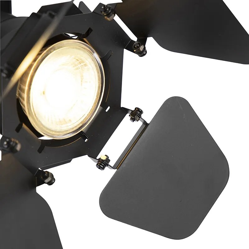 Industriele studiospot zwart GU10 met kleppen - Movie