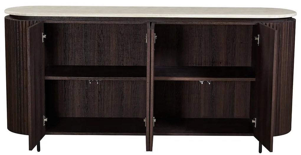 Walnoot Dressoir Met Travertin Blad - 180x40x85cm.