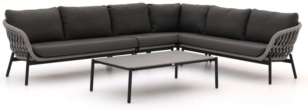 + 15% kassakorting | Hoek loungeset Bellagio  | 6 personen | Loungeset Grijs | Hoekbank Rope (touw) | 238x255cm | Kees Smit Tuinmeubelen