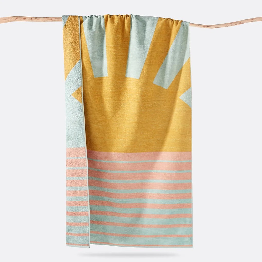 Strandlaken in fluwelen badstof 420g, Listrado