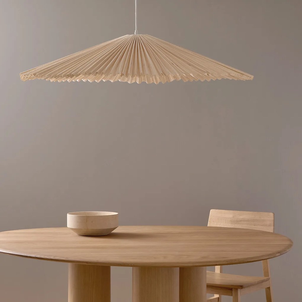 Hanglamp met plooien van geweven bamboe, Bansa