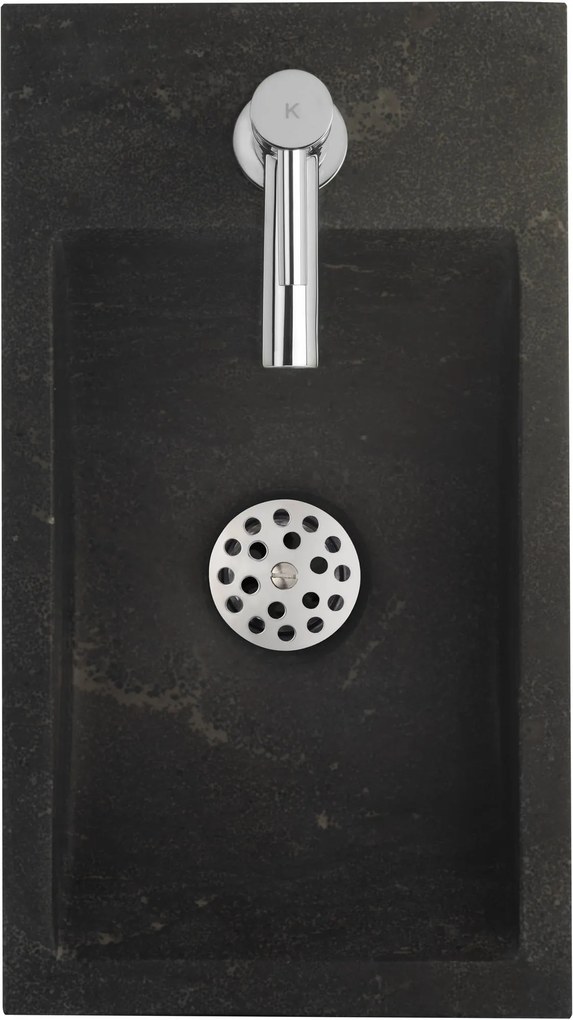 Saqu Nature Collection fonteinset met moderne chromen kraan links natuursteen