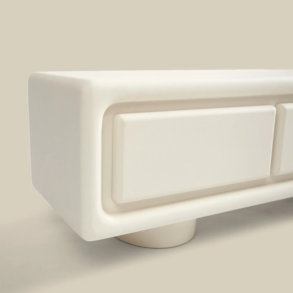 Wit Tv-meubel Organisch Betonlook 160 Cm - 160x40x45cm.