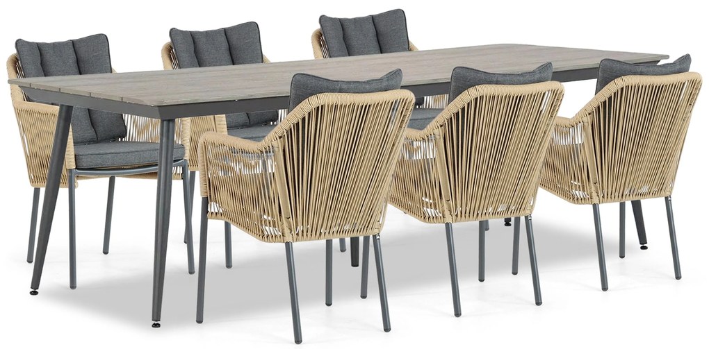 Tuinset 6 personen 240 cm Aluminium/Rope Taupe De Laan Projects