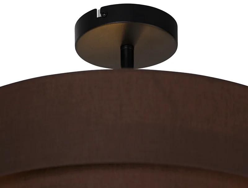 Stoffen Moderne plafondlamp bruin 45 cm 3-lichts - Drum Trio Modern E14 rond Binnenverlichting Lamp