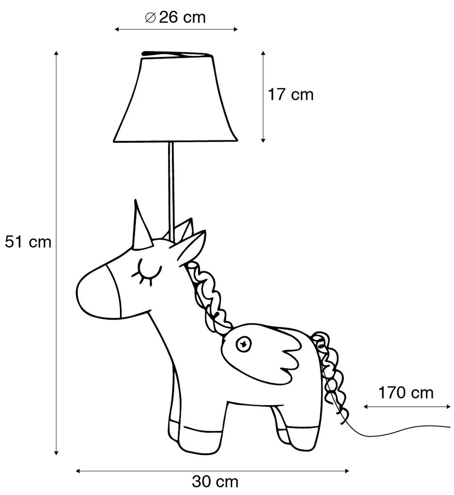 Kinder tafellamp eenhoorn roze incl LED - Elsa Kinderlamp Binnenverlichting Lamp