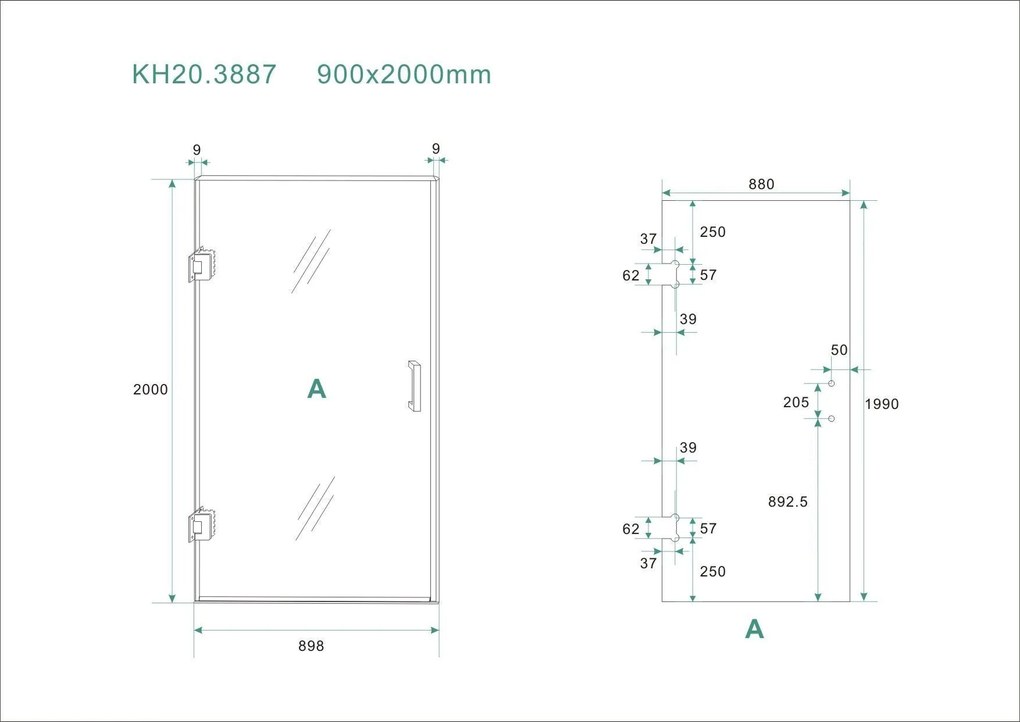 Mueller Clean profielloze douchedeur 90x200cm Anti-kalk