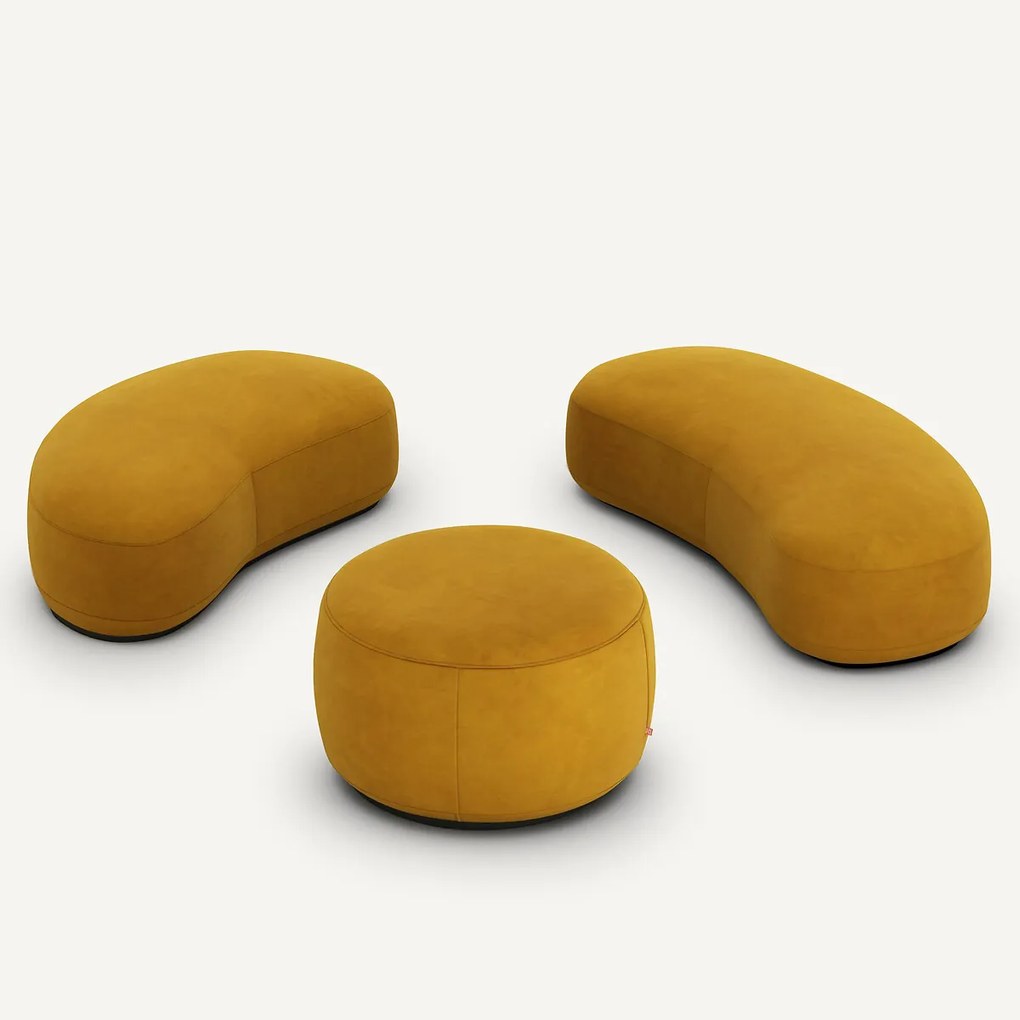 Fluwelen poef, ROSEBURY, ontwerp Emmanuel Gallina