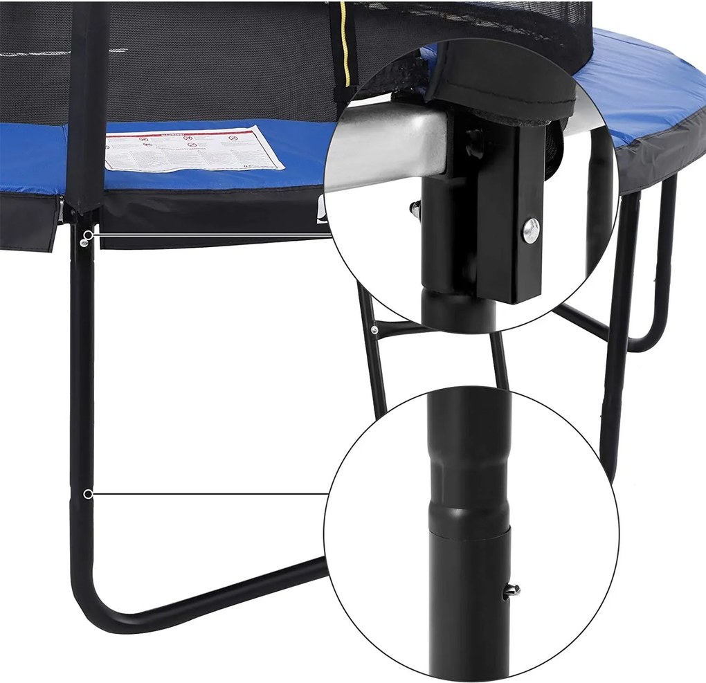 Nancy's Trampoline Met Veiligheidsnet - Trampolines - Tuin - Ladder - Gevoerde Stangen - Zwart/Blauw - Ø 366