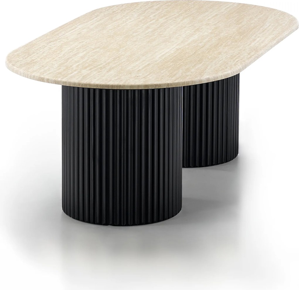 Salontafel Met Travertin - 130 X 70cm.