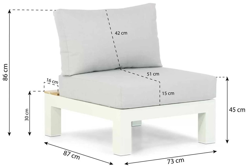 Loungeset 6 personen Aluminium/teak Wit Lifestyle Garden Furniture Ravalla/Seaside