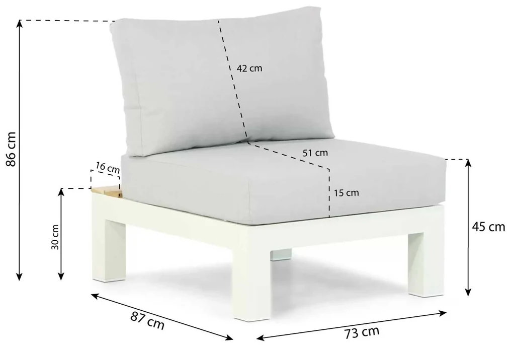 Loungeset 6 personen Aluminium/teak Wit Lifestyle Garden Furniture Ravalla/Seaside