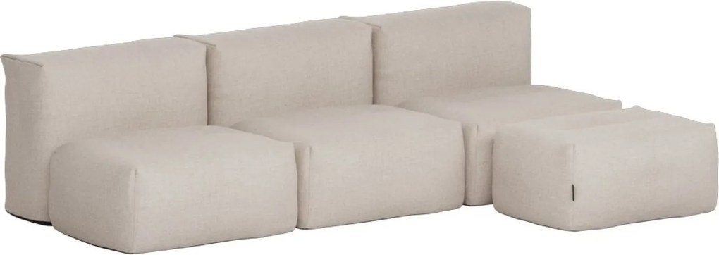 Soft Zitzak Outdoor 3 Seater Open + Pouf - Kirra Sand