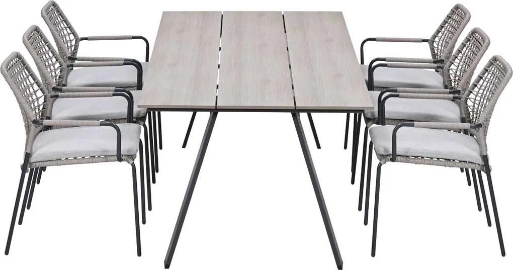 Garden Impressions Natas tuinset sand 7-delig - Braga tuintafel 220x100 cm