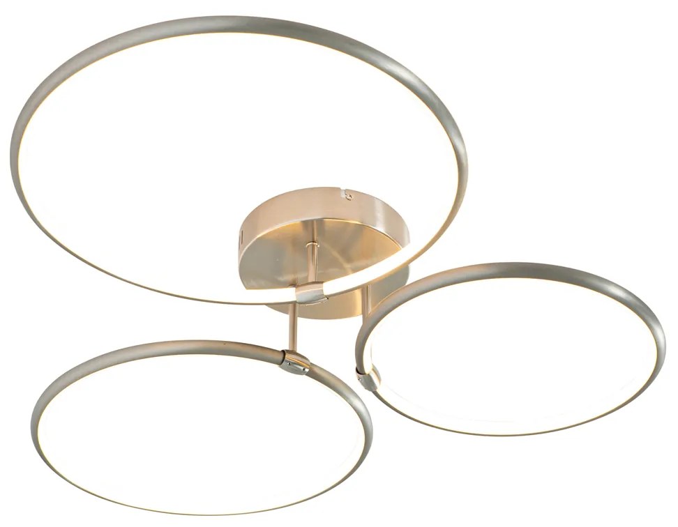 Design plafondlamp staal incl. LED 3-staps dimbaar 3-lichts - Joaniqa Modern rond Binnenverlichting Lamp