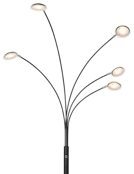 Design vloerlamp zwart incl. LED 5-lichts dimbaar - Sixties Trento
