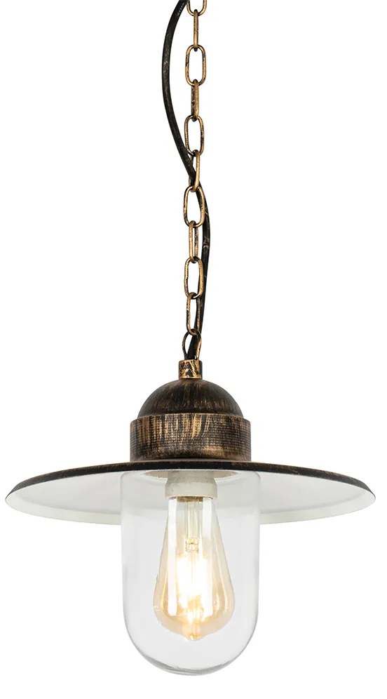 Landelijke buiten hanglamp antiek goud IP44 - Kansas