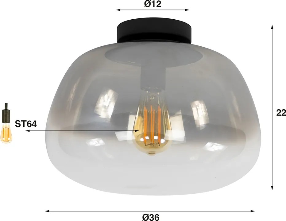 Plafondlamp Gecoat Glas Grijs
