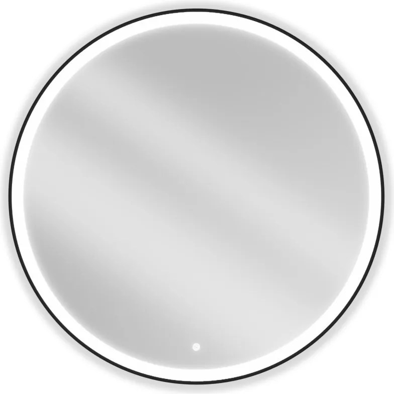 Mexen Esso ronde, verlichte badkamerspiegel, 100 cm, LED 6000K, anti-condens, zwarte rand - 9825-100-100-611-70
