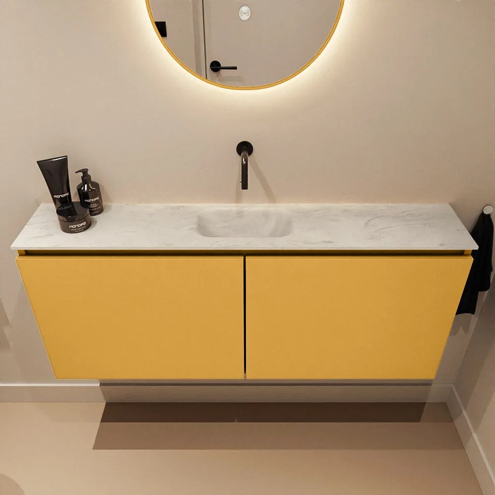 Mondiaz Ture DLux toiletmeubel 120cm ocher met wastafel opalo midden zonder kraangat