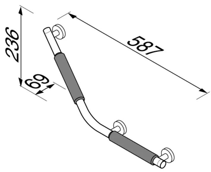 Geesa Comfort & Safety wandbeugel 135° - links chroom