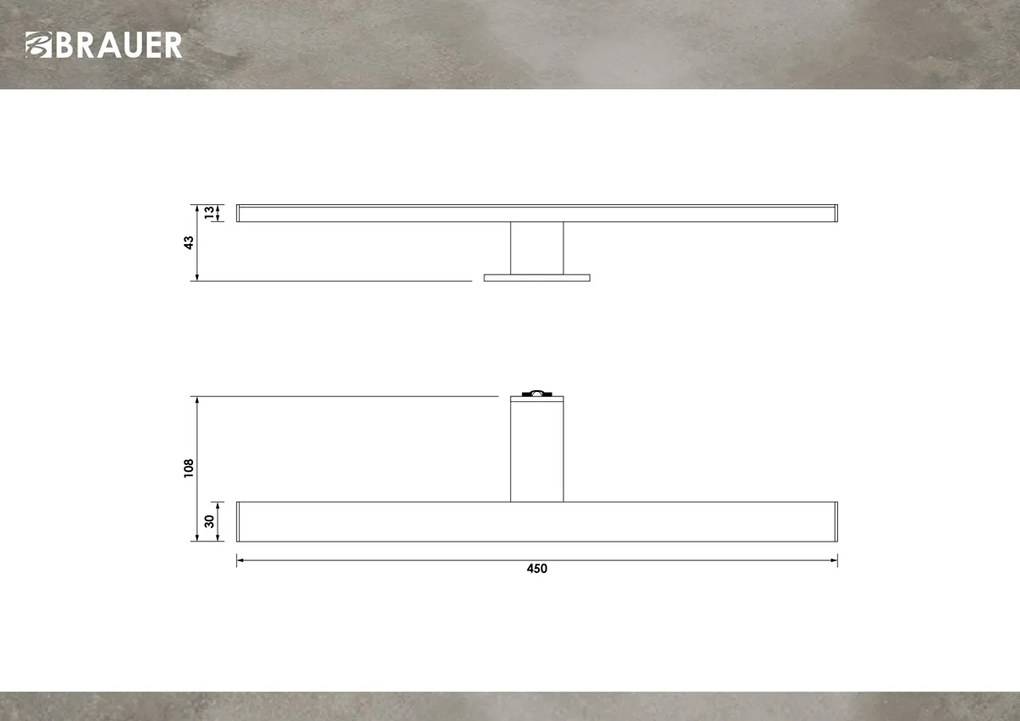 Brauer opbouw spiegelverlichting 45cm chroom